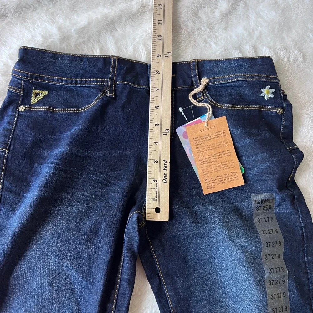 Desigual‎ Denim Irati Skinny Jeans Dark Wash Embroidered Indigo 18SWDD61 Size 3
